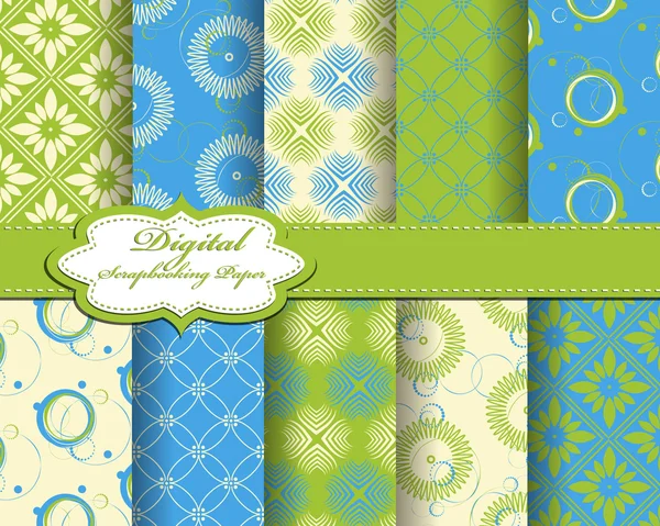 Set van vector abstracte bloem patroon papier voor scrapbook — Stockvector