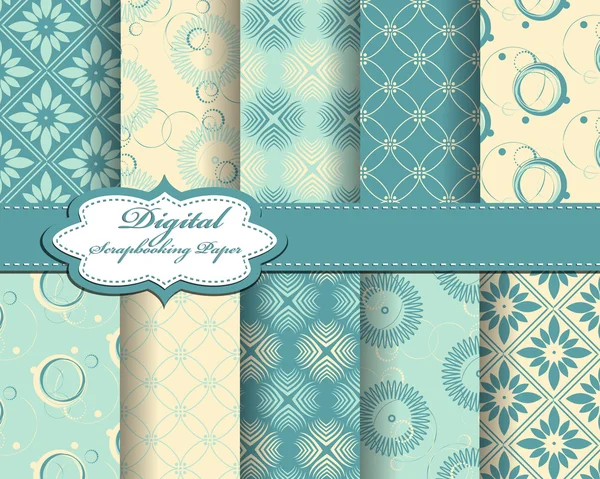 Conjunto de vector abstracto flor patrón papel para scrapbook — Vector de stock