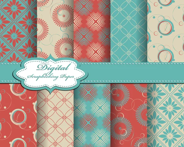 Jeu de papier vectoriel abstrait motif fleur pour scrapbook — Image vectorielle