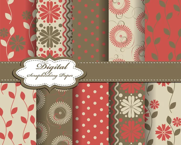 Conjunto de vector abstracto flor patrón papel para scrapbook — Vector de stock