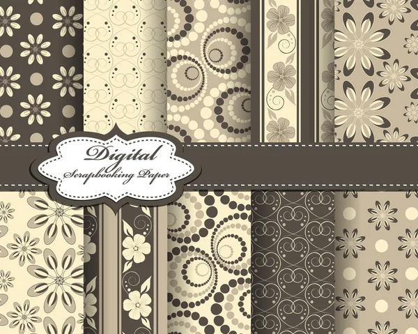 Conjunto de vector abstracto flor patrón papel para scrapbook — Vector de stock