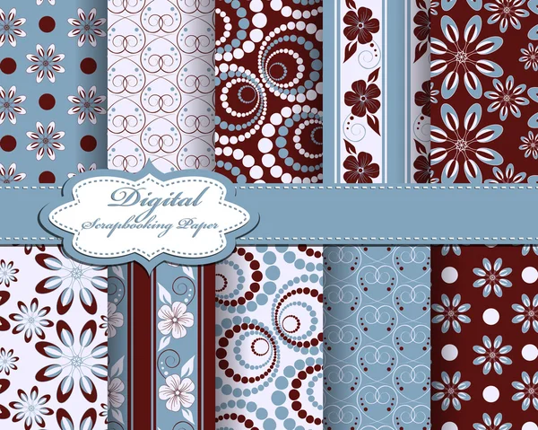 Conjunto de vector abstracto flor patrón papel para scrapbook — Vector de stock