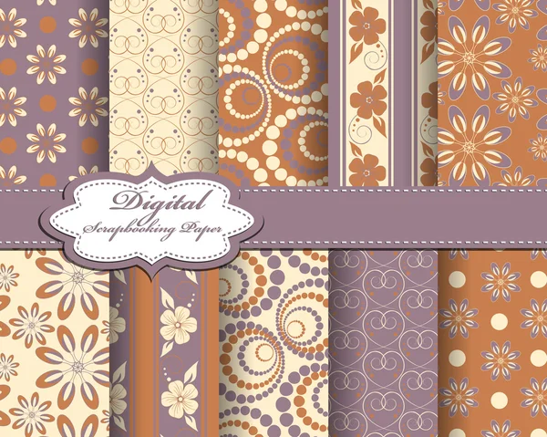 Conjunto de vector abstracto flor patrón papel para scrapbook — Vector de stock