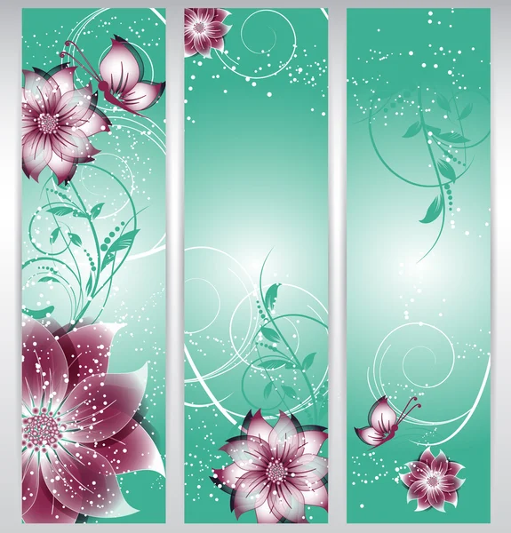 Vector floral decorative banner. abstract background with butterfly — Stock Vector