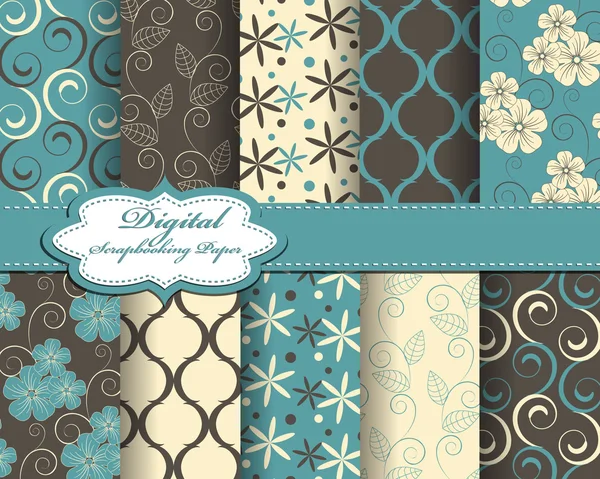 Conjunto de vector abstracto flor patrón papel para scrapbook — Vector de stock