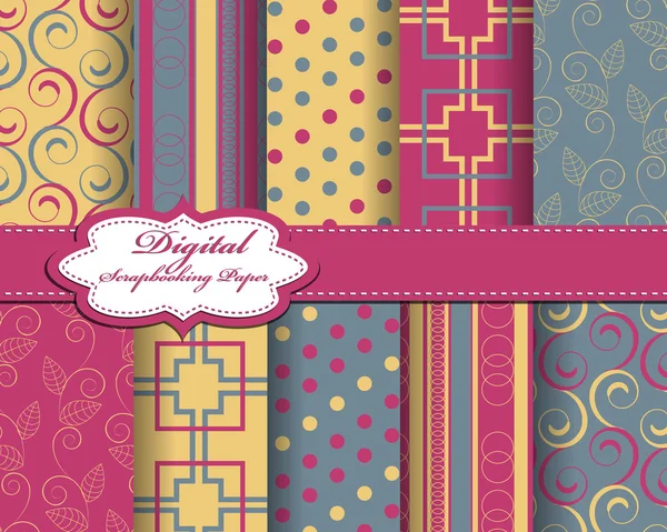 Set van vector abstracte patroon papier voor scrapbook — Stockvector