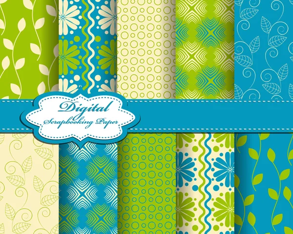 Set of vector flower abstract pattern paper for scrapbook — Stock Vector