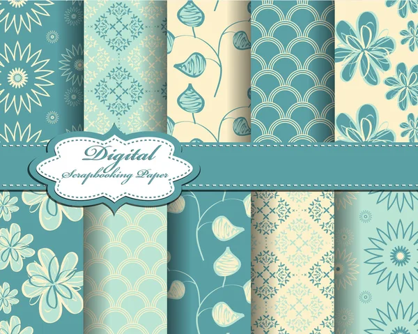 Jeu de papier vectoriel abstrait motif fleur pour scrapbook — Image vectorielle