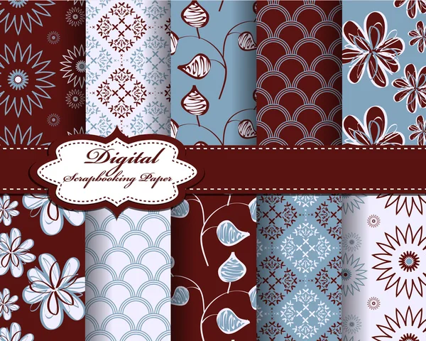 Conjunto de vector abstracto flor patrón papel para scrapbook — Vector de stock