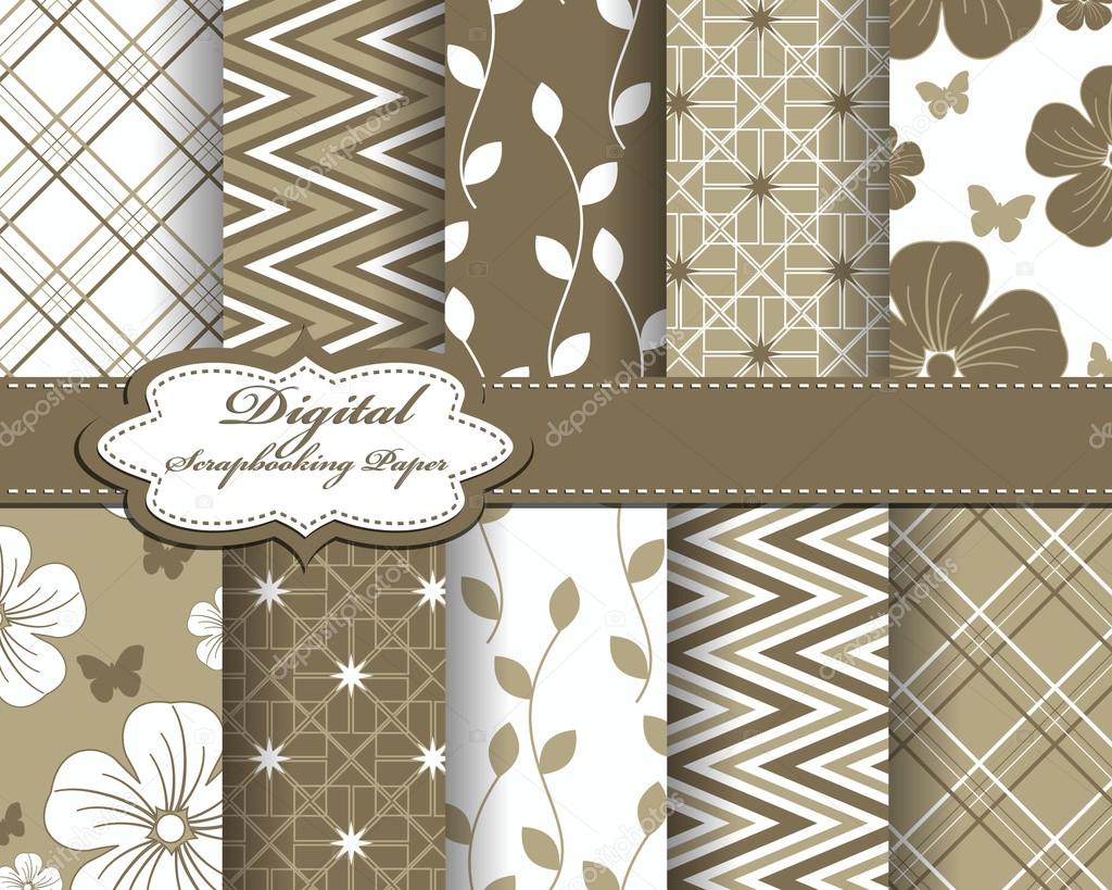 set of vector flower abstract pattern paper for scrapbook