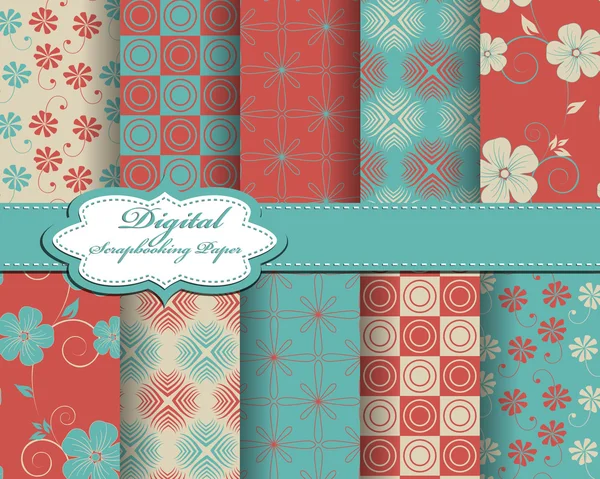 Conjunto de vector abstracto flor patrón papel para scrapbook — Archivo Imágenes Vectoriales