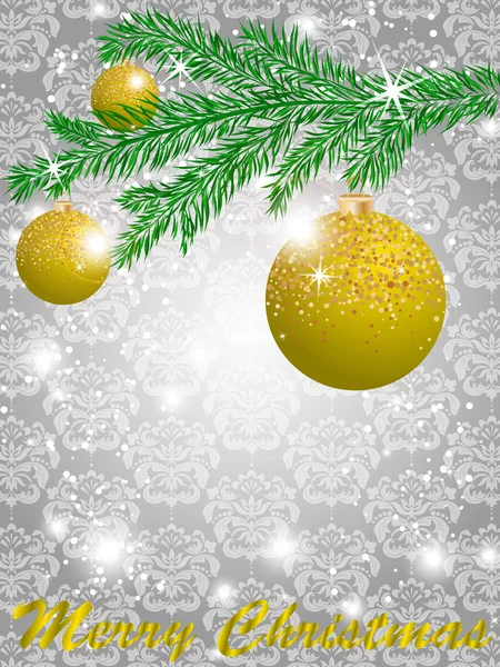 Boule de Noël décorer carte vectoriel illustration — Image vectorielle