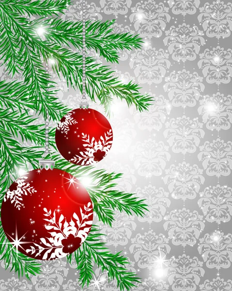 Bola de Natal decorar cartão vetor ilustração — Vetor de Stock