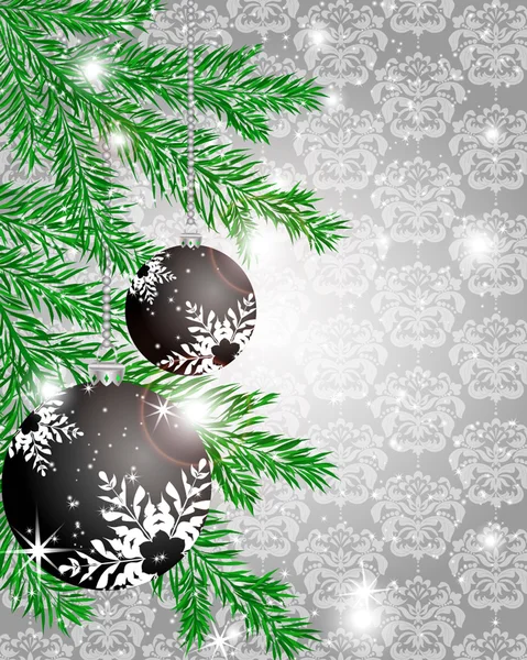 Christmas ball decorate card vector illustration — Stock Vector