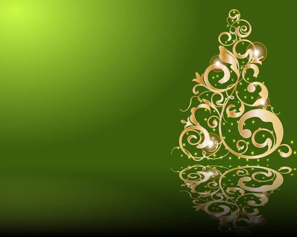 ベクトル様式化されたゴールデン クリスマス ツリー — ストックベクタ