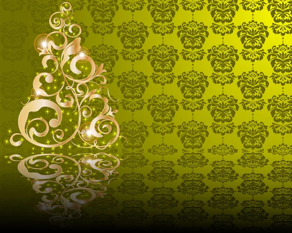 Vector stylized golden Christmas tree — Stock Vector