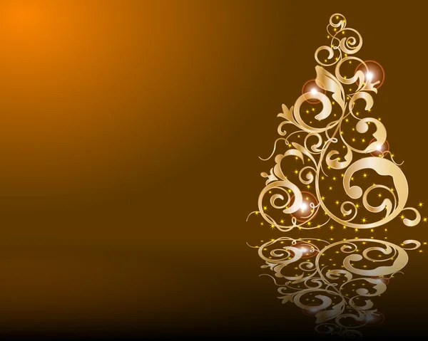 Vektorové stylizované zlaté vánoční strom — Stockový vektor