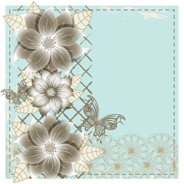 Tarjeta de álbum floral con mariposa — Vector de stock