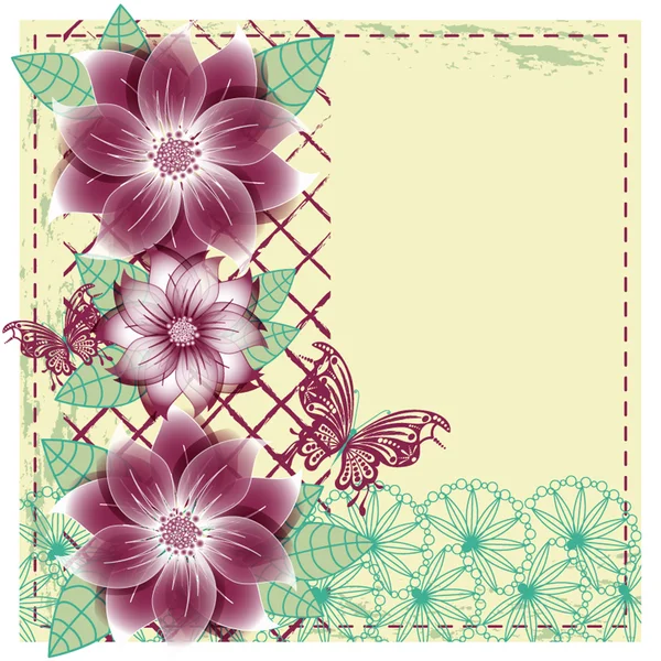 Tarjeta de álbum floral con mariposa — Vector de stock