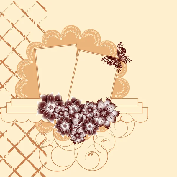 Карточка с цветочным альбомом с бабочкой — стоковый вектор
