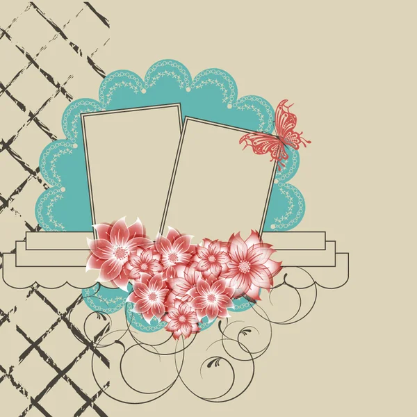 Floral scrapbook kaart met vlinder — Stockvector