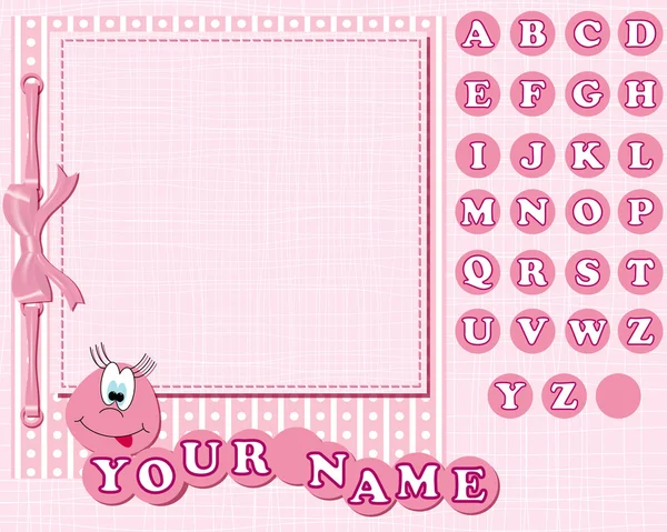 Vetor rosa scrapbook com alfabeto para menina —  Vetores de Stock