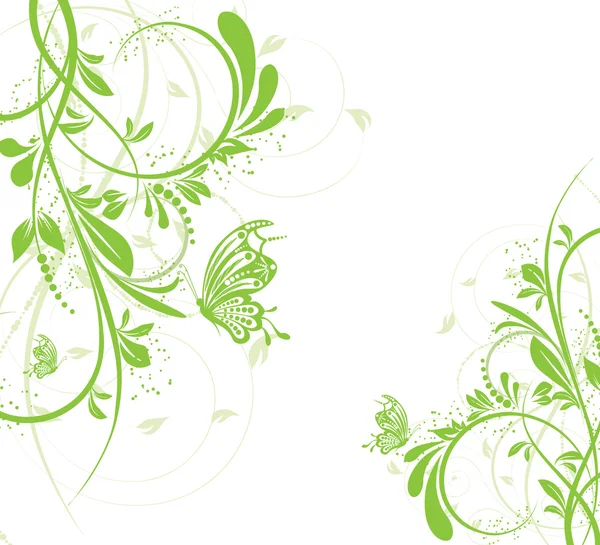 ベクターの花の創造的な装飾的な抽象的な背景蝶 — ストックベクタ