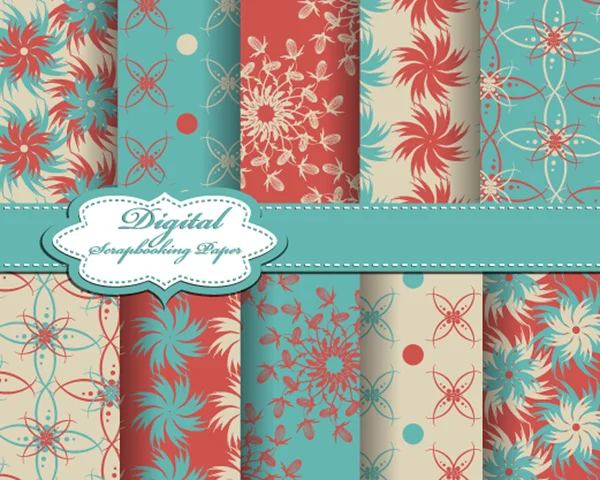 Conjunto de vector abstracto flor patrón papel para scrapbook — Vector de stock