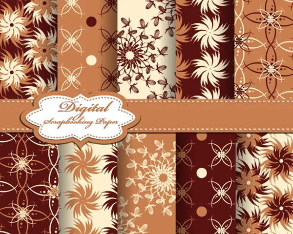 Conjunto de vector abstracto flor patrón papel para scrapbook — Vector de stock