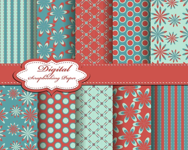 Papel patrón de flores para scrapbook — Vector de stock