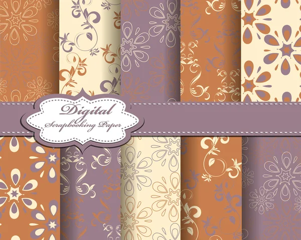 Papel patrón de flores para scrapbook — Vector de stock