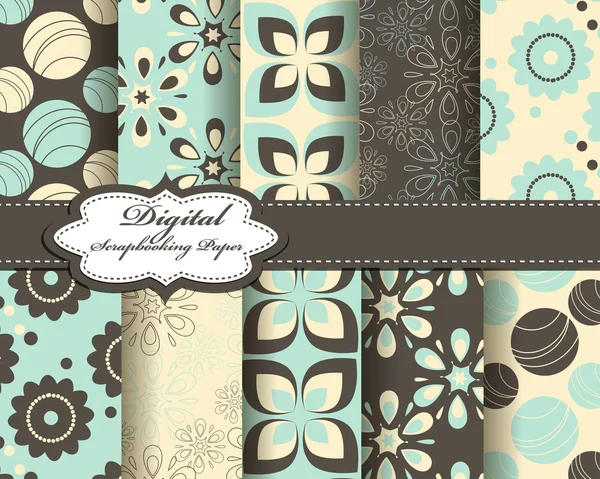 Papel patrón de flores para scrapbook — Vector de stock