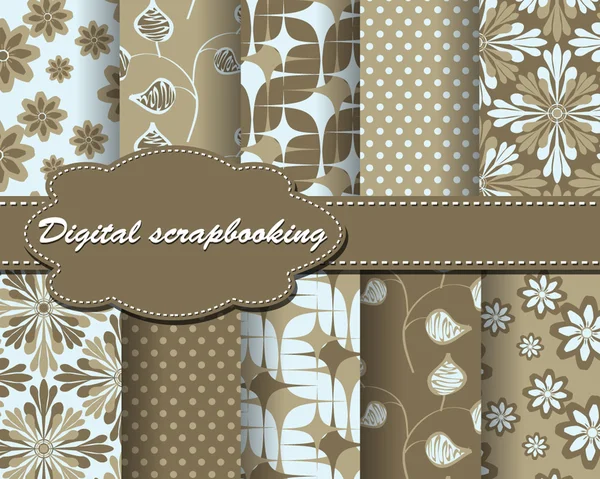 Set van vector bloem papier voor scrapbook — Stockvector