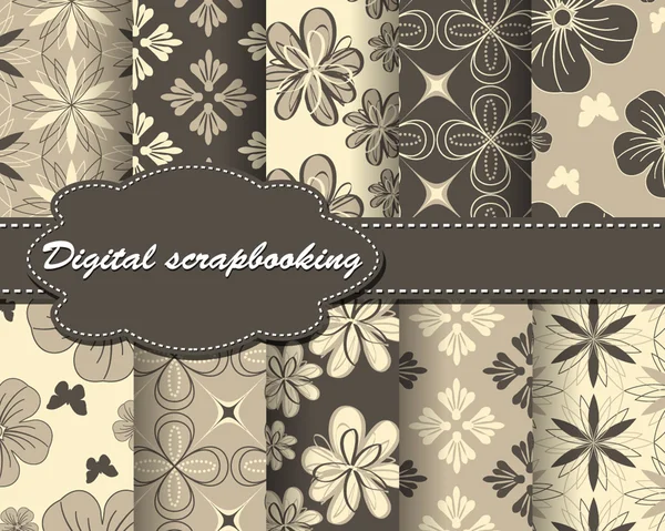 Set of vector flower paper for scrapbook — Stock Vector