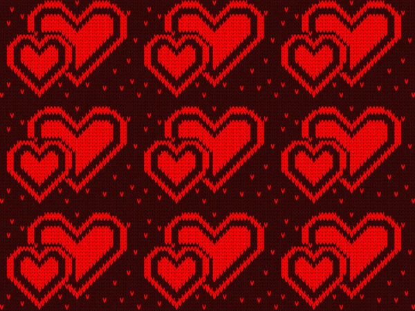 Fond tricoté coeur — Image vectorielle