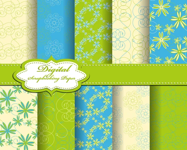 Conjunto de vector abstracto flor patrón papel para scrapbook — Vector de stock