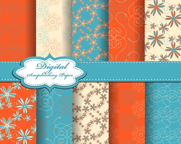 Conjunto de vector abstracto flor patrón papel para scrapbook — Vector de stock