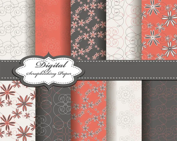 Conjunto de vector abstracto flor patrón papel para scrapbook — Vector de stock