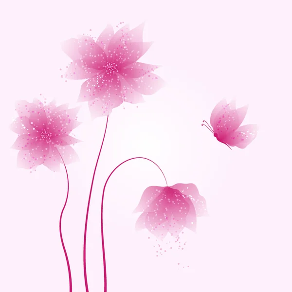 Abstrakte Vektor Blume Hintergrund mit Schmetterling — Stockvektor