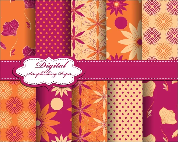 Set van vector bloem abstracte patroon papier — Stockvector