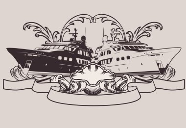 tek renkli vintage deniz gemi işareti