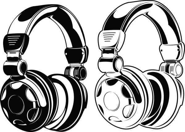 Auriculares. Dibujos de un color . — Vector de stock