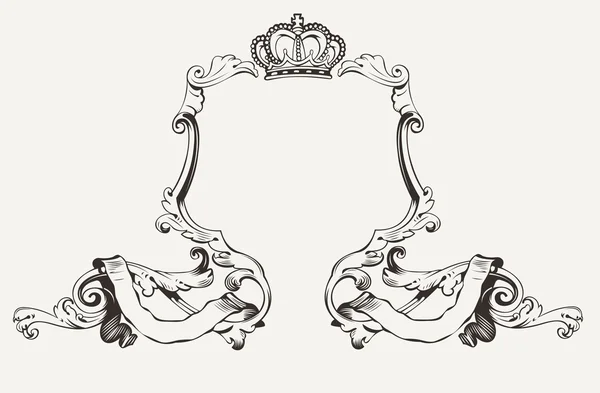 Κομψό βασιλικό κορνίζα με κορώνα — Διανυσματικό Αρχείο