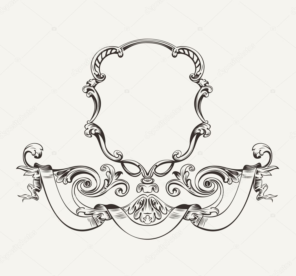Antique Luxury High Ornate Frame And Banner
