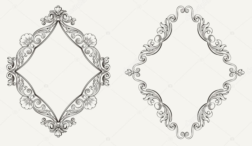 Two Original Calligraphy Rhombus Frames