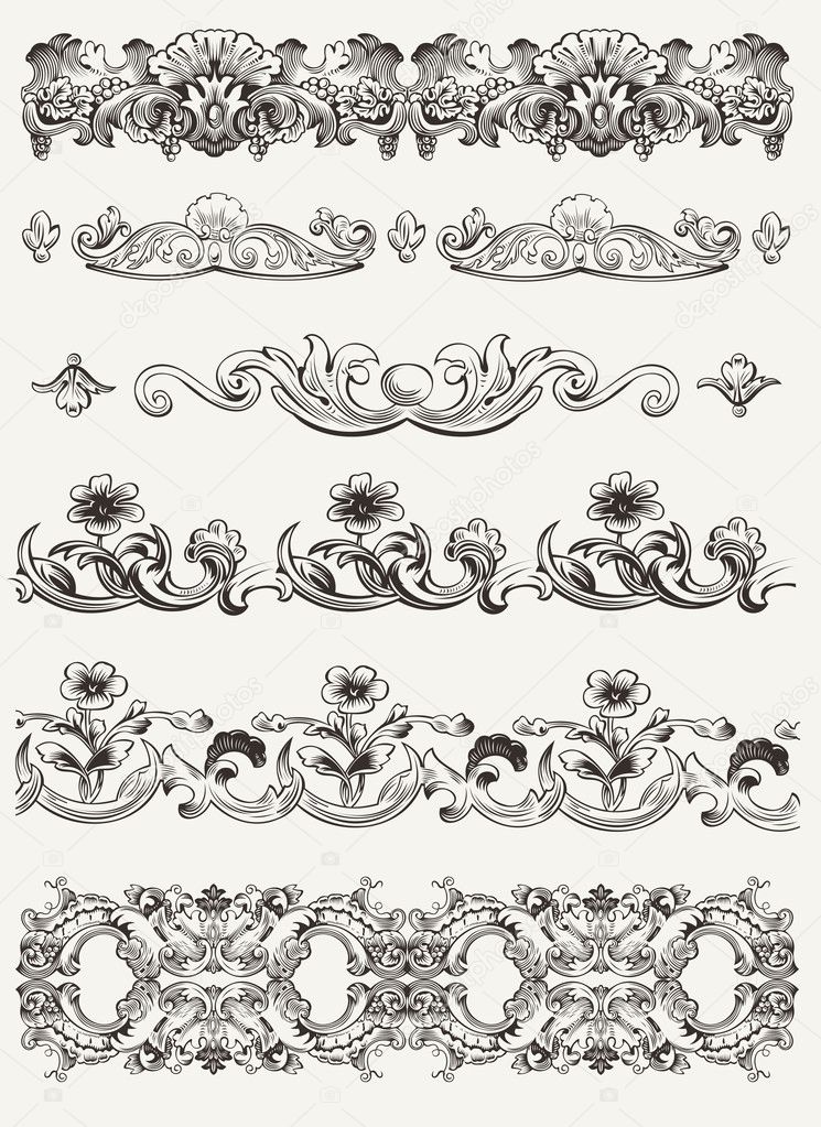 Set Of Original Vintage Calligraphic Design Elements