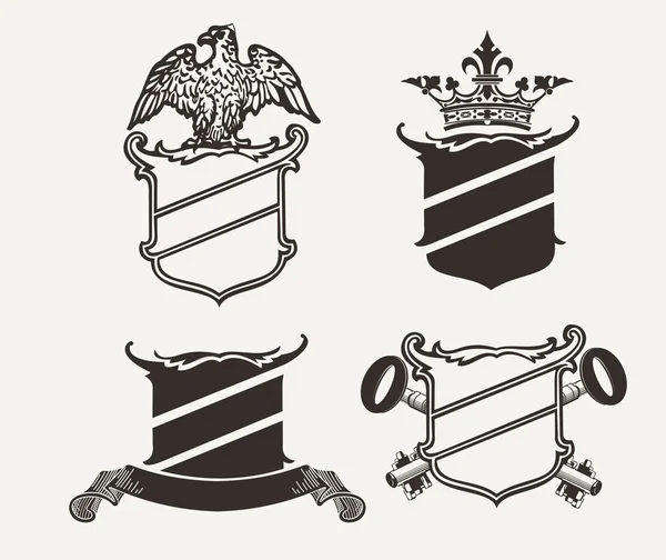 Zestaw czterech Tarcza heraldyka kompozycje — Wektor stockowy