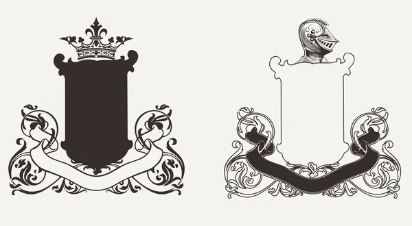 Dos crestas de caballero de heráldica — Archivo Imágenes Vectoriales