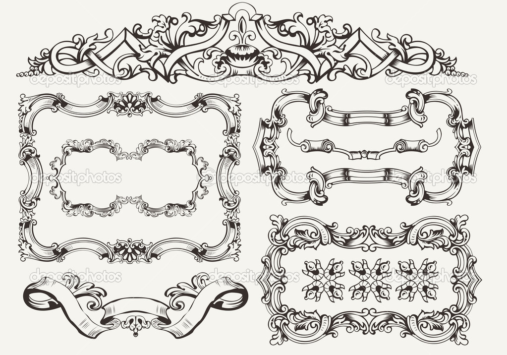 vector set: ornate vintage frames and page decoration