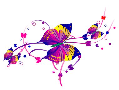 Kelebekler ve mor kaydırır.